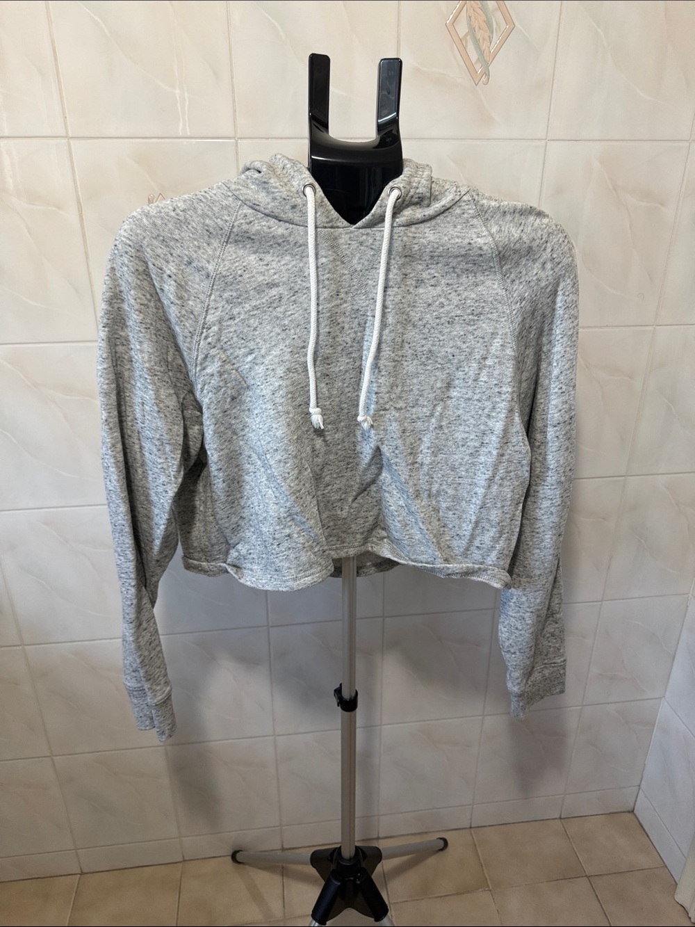 Women's Cropped Hooded Sweatshirt - Light Gray